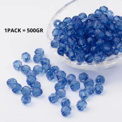 ANEKA - [1 Pack / 500GR] Mote Bening Warna-Warni / Manik Kaca Lampion / Beads Charm Crystal / 6mm & 8mm