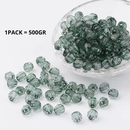 ANEKA - [1 Pack / 500GR] Mote Bening Warna-Warni / Manik Kaca Lampion / Beads Charm Crystal / 6mm & 8mm