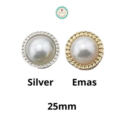 ANEKA - [5PCS] Kancing Baju Mutiara / Metal Pearl Button Premium