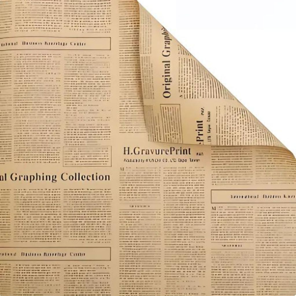 AnekaBenang - [ PACK ] Kertas Cellophane Buket Bunga [ Newspaper Vintage ] Flower Wrapping Paper Celophane