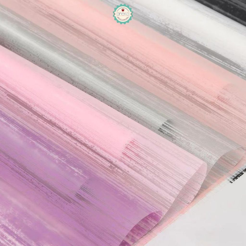 AnekaBenang - [ PACK ] Kertas Cellophane Buket Bunga [ Hazy Line ] Flower Wrapping Paper Celophane