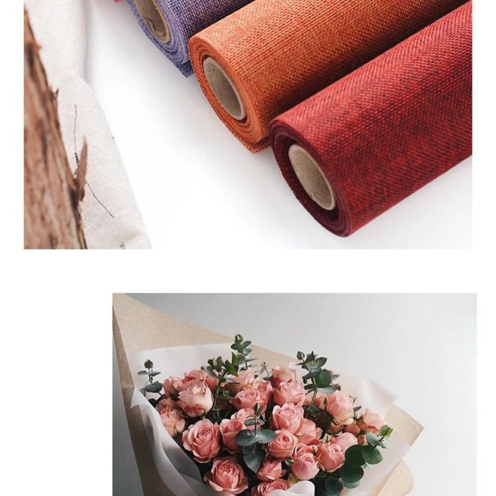 AnekaBenang - [ 5 Yard ] Kertas Cellophane Buket Bunga [ Textured Kain Goni ] Flower Wrapping Paper Celophane