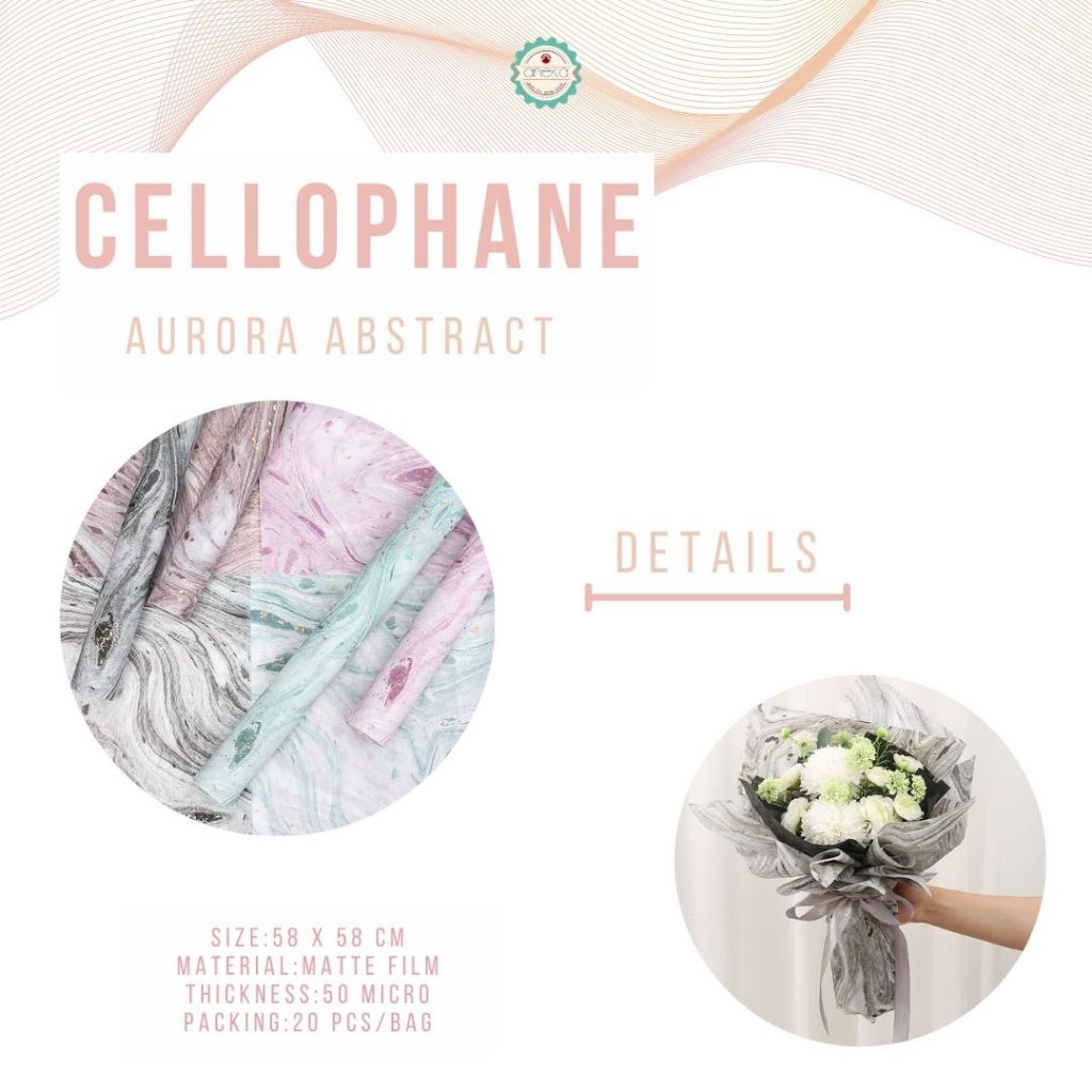 ANEKA - [ LEMBARAN ] Kertas Cellophane Buket Bunga [ Aurora Abstract ] Flower Wrapping Paper Celophane