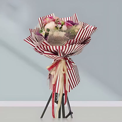 ANEKA - [ LEMBARAN ] Kertas Cellophane Buket Bunga [ Garis ] Flower Wrapping Paper Celophane