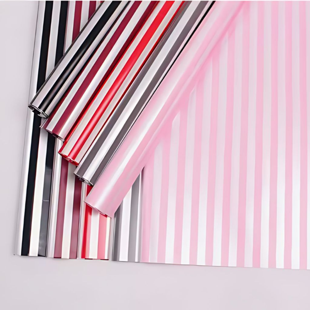 ANEKA - [ LEMBARAN ] Kertas Cellophane Buket Bunga [ Garis ] Flower Wrapping Paper Celophane