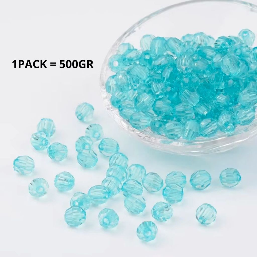 ANEKA - [1 Pack / 500GR] Mote Bening Warna-Warni / Manik Kaca Lampion / Beads Charm Crystal / 6mm & 8mm