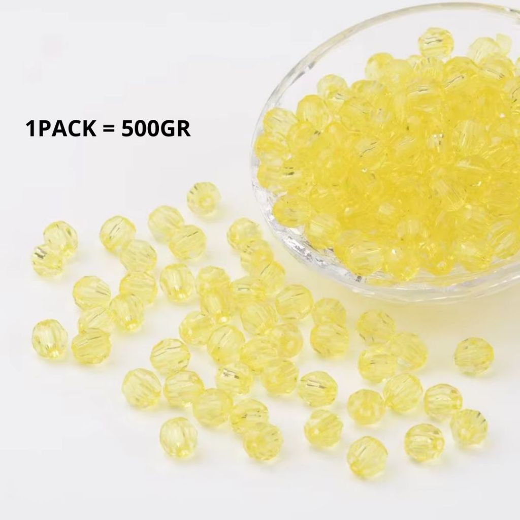 ANEKA - [1 Pack / 500GR] Mote Bening Warna-Warni / Manik Kaca Lampion / Beads Charm Crystal / 6mm & 8mm