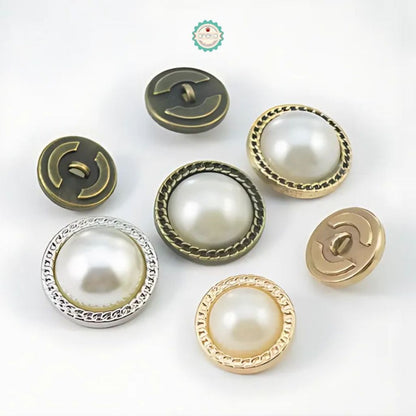 ANEKA - [5PCS] Kancing Baju Mutiara / Metal Pearl Button Premium