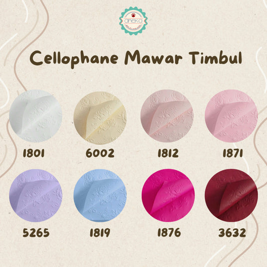 ANEKA - [ LEMBARAN ] Kertas Cellophane Buket Bunga [ Mawar Timbul 3D ] Flower Wrapping Paper Celophane