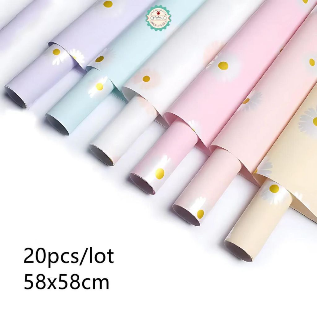 ANEKA - [ LEMBARAN ] Kertas Cellophane Buket Bunga [ Pattern Flower ] Flower Wrapping Paper Celophane