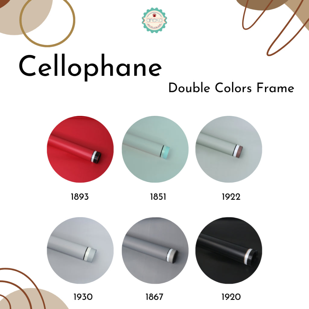 ANEKA - [ LEMBARAN ] Kertas Cellophane Buket Bunga [ Double Colors Frame ] Flower Wrapping Paper Celophane