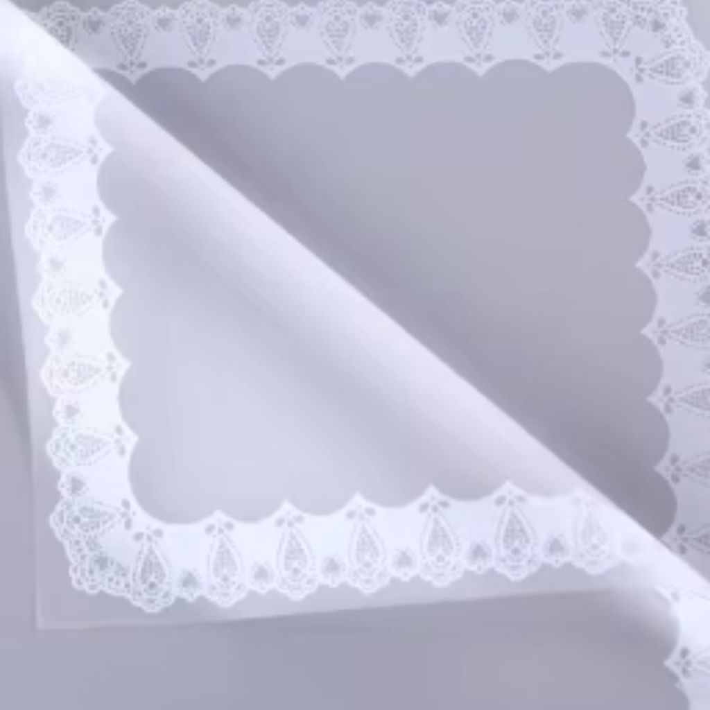 ANEKA - [ LEMBARAN ] Kertas Cellophane Buket Bunga [ Lace Border ] Flower Wrapping Paper Celophane