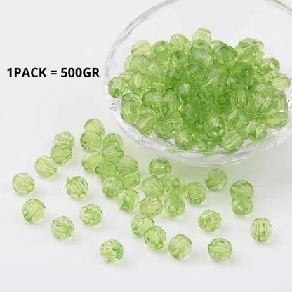 ANEKA - [1 Pack / 500GR] Mote Bening Warna-Warni / Manik Kaca Lampion / Beads Charm Crystal / 6mm & 8mm