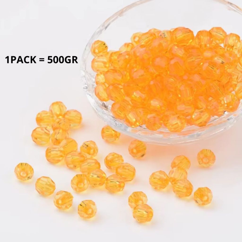 ANEKA - [1 Pack / 500GR] Mote Bening Warna-Warni / Manik Kaca Lampion / Beads Charm Crystal / 6mm & 8mm