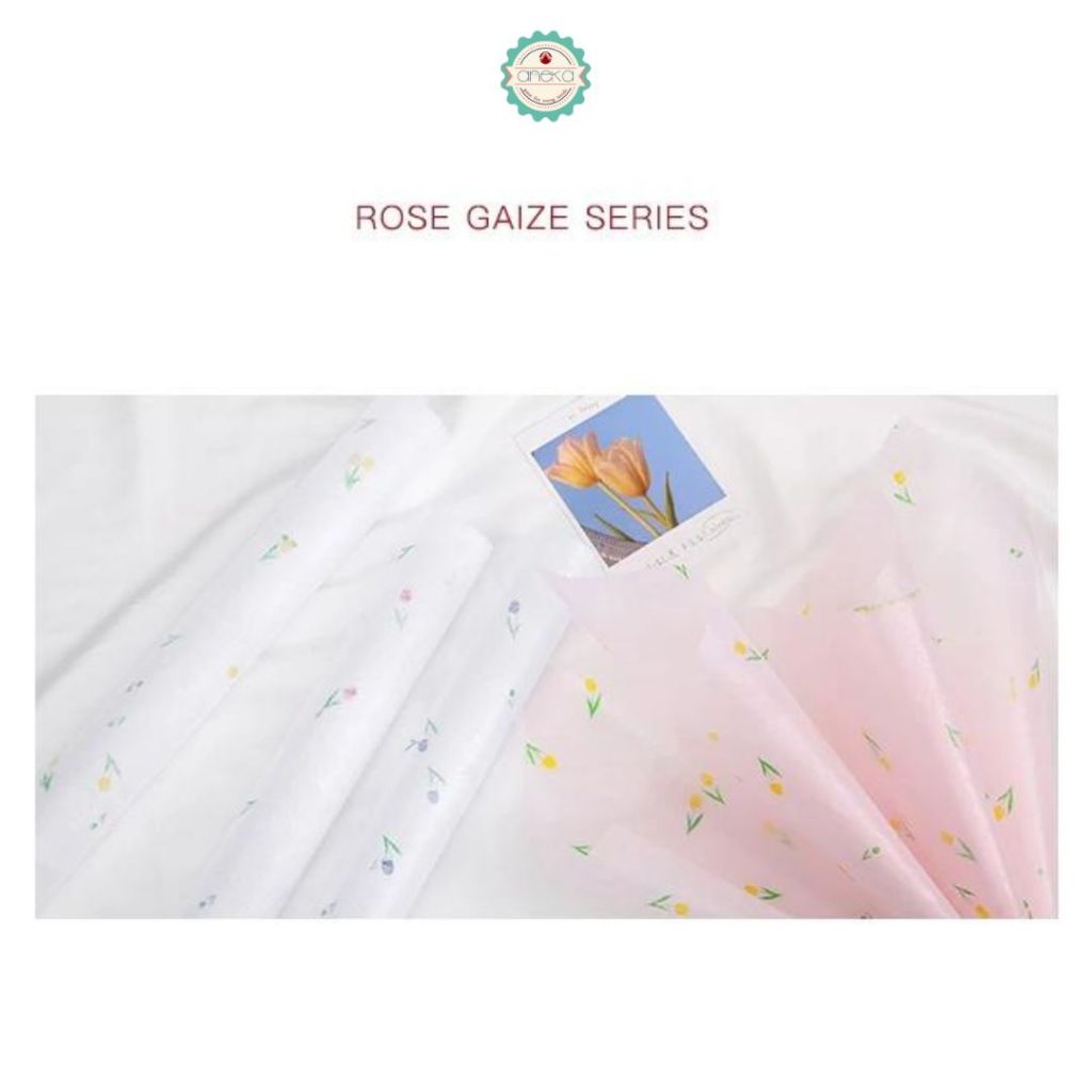 ANEKA - [ LEMBARAN ] Kertas Cellophane Buket Bunga [ Motif Tulip ] Flower Wrapping Paper Celophane
