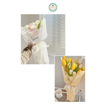 AnekaBenang - [ PACK ] Kertas Cellophane Buket Bunga [ Motif Tulip ] Flower Wrapping Paper Celophane