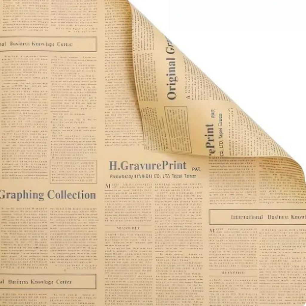 ANEKA - [ LEMBARAN ] Kertas Cellophane Buket Bunga [ Newspaper Vintage ] Flower Wrapping Paper Celophane
