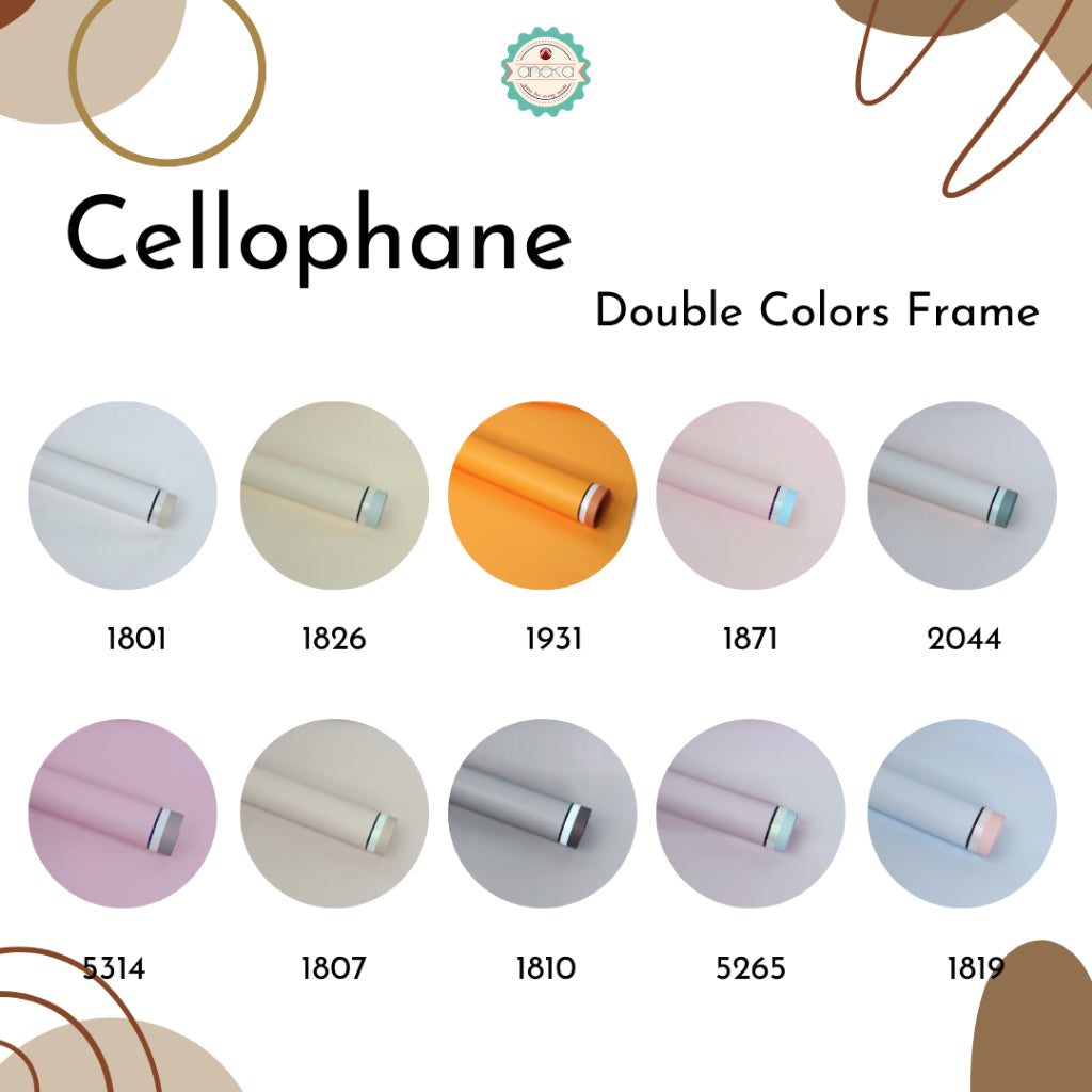 ANEKA - [ LEMBARAN ] Kertas Cellophane Buket Bunga [ Double Colors Frame ] Flower Wrapping Paper Celophane