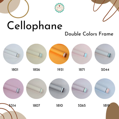 ANEKA - [ LEMBARAN ] Kertas Cellophane Buket Bunga [ Double Colors Frame ] Flower Wrapping Paper Celophane