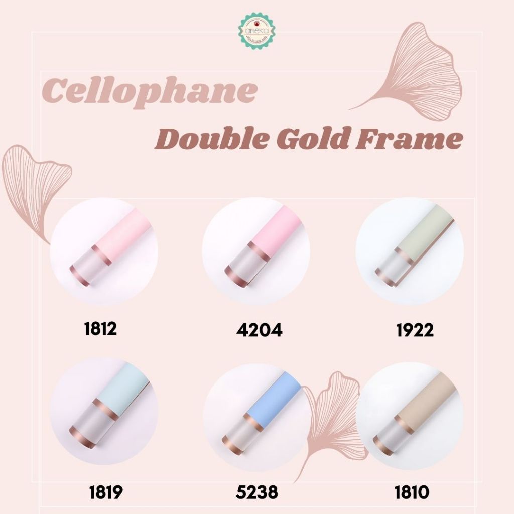 ANEKA - [ LEMBARAN ] Kertas Cellophane Buket Bunga [Double Gold Frame] Flower Wrapping Paper Celophane