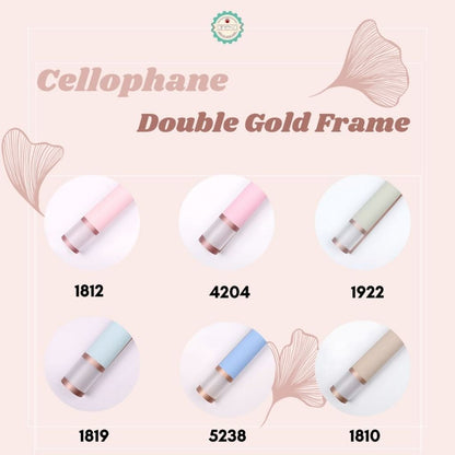 ANEKA - [ LEMBARAN ] Kertas Cellophane Buket Bunga [Double Gold Frame] Flower Wrapping Paper Celophane