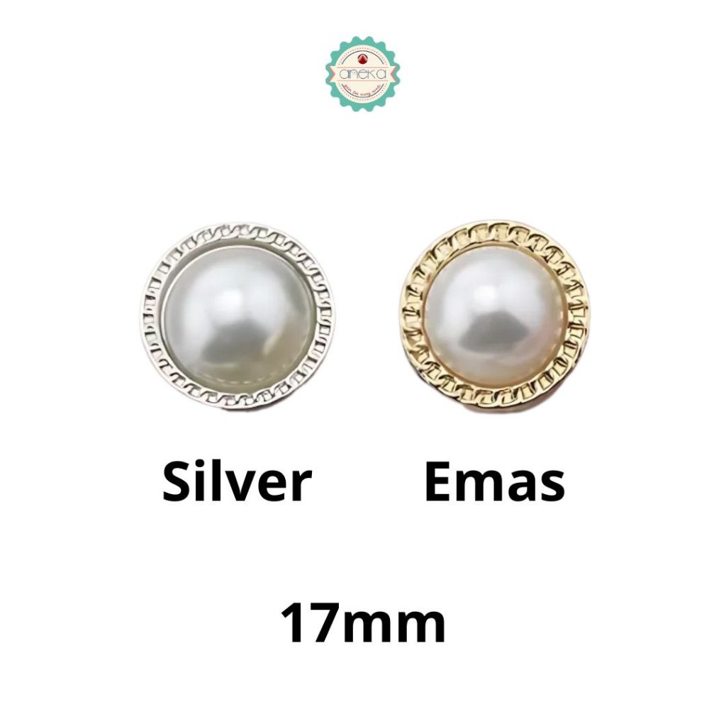 ANEKA - [5PCS] Kancing Baju Mutiara / Metal Pearl Button Premium