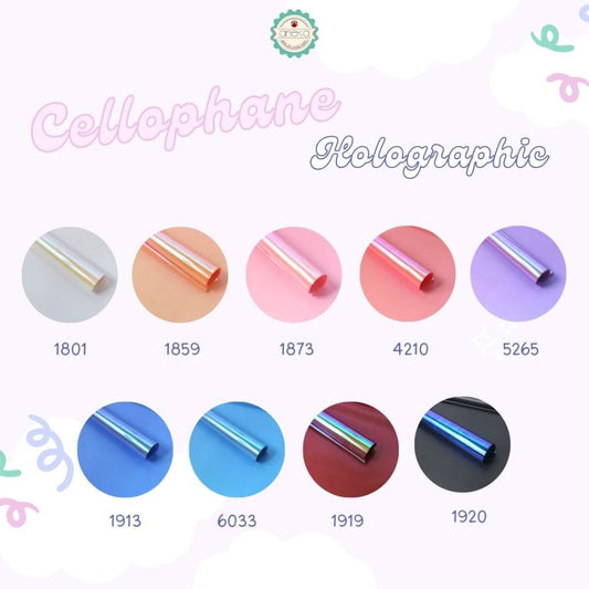 ANEKA - [ LEMBARAN ] Kertas Cellophane Buket Bunga [Holographic] Flower Wrapping Paper Celophane
