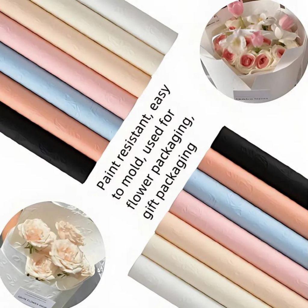 ANEKA - [ LEMBARAN ] Kertas Cellophane Buket Bunga [ Mawar Timbul 3D ] Flower Wrapping Paper Celophane