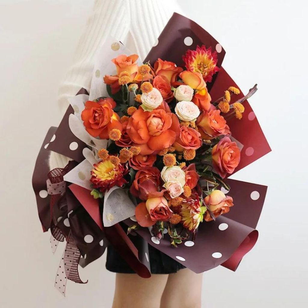 ANEKA - [ LEMBARAN ] Kertas Cellophane Buket Bunga [Polkadot] Flower Bouquet Wrapping Paper Celophane