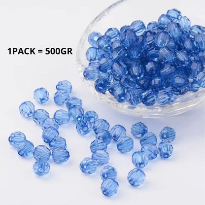 ANEKA - [1 Pack / 500GR] Mote Bening Warna-Warni / Manik Kaca Lampion / Beads Charm Crystal / 6mm & 8mm