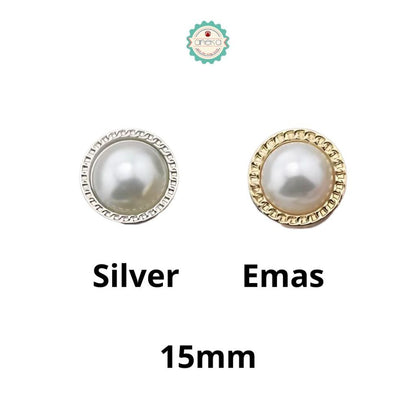 ANEKA - [5PCS] Kancing Baju Mutiara / Metal Pearl Button Premium