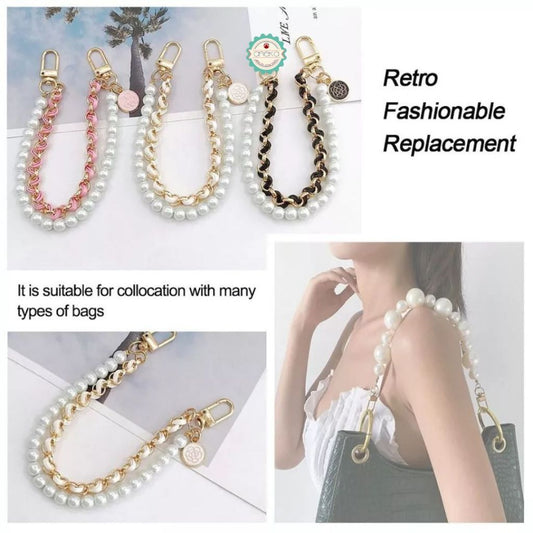 ANEKA -  Tali Gantungan Mutiara Aksesoris Tas HP / Iron Leather Pearl Chain 26cm Accesories