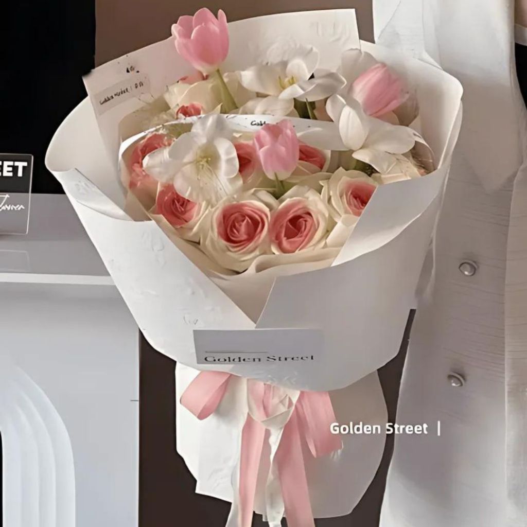 AnekaBenang - [ PACK ] Kertas Cellophane Buket Bunga [ Mawar Timbul 3D ] Flower Wrapping Paper Celophane