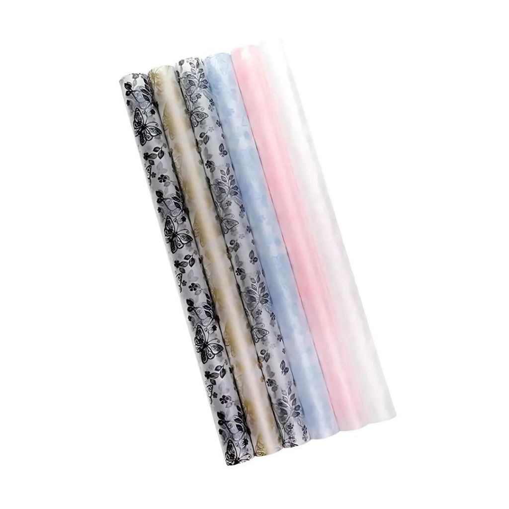 ANEKA - [ LEMBARAN ] Kertas Cellophane Buket Bunga [ Kupu-Kupu Transparan ] Flower Wrapping Paper Celophane