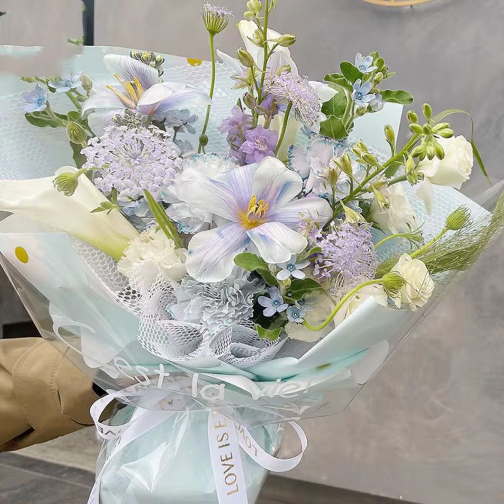 ANEKA - [ LEMBARAN ] Kertas Cellophane Buket Bunga [ Pattern Flower ] Flower Wrapping Paper Celophane