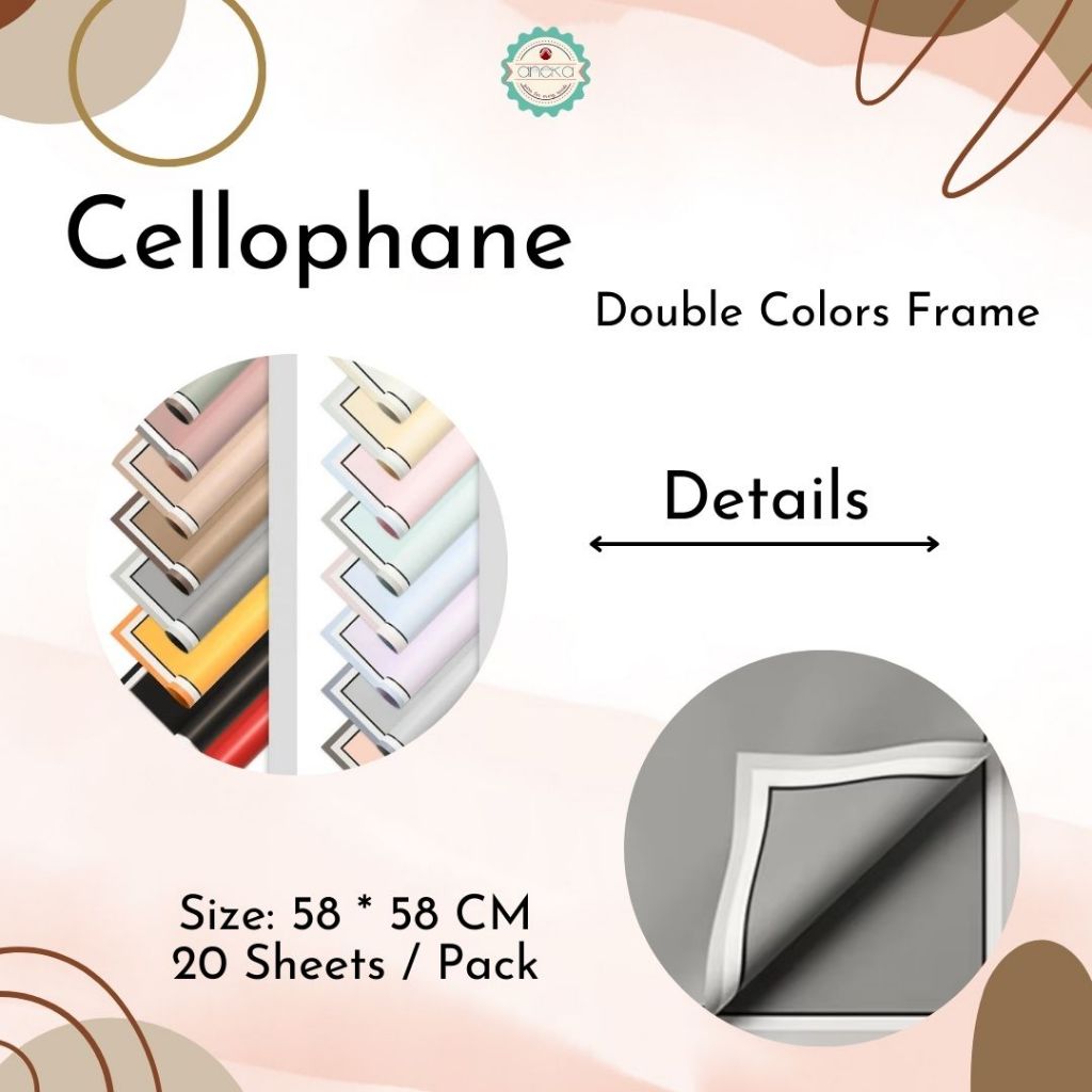 ANEKA - [ LEMBARAN ] Kertas Cellophane Buket Bunga [ Double Colors Frame ] Flower Wrapping Paper Celophane