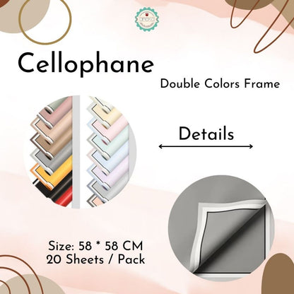 ANEKA - [ LEMBARAN ] Kertas Cellophane Buket Bunga [ Double Colors Frame ] Flower Wrapping Paper Celophane