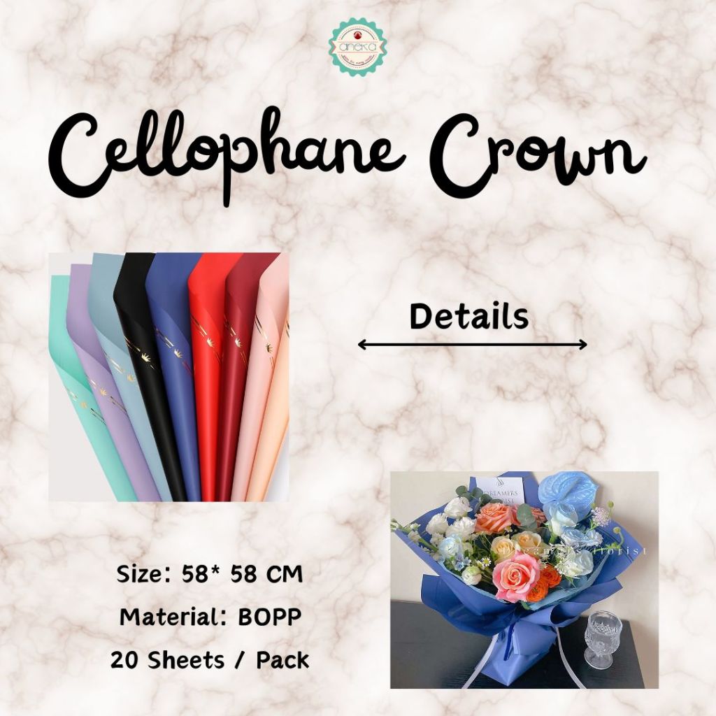 ANEKA - [ LEMBARAN ] Kertas Cellophane Buket Bunga [ Crown ] Flower Wrapping Paper Celophane