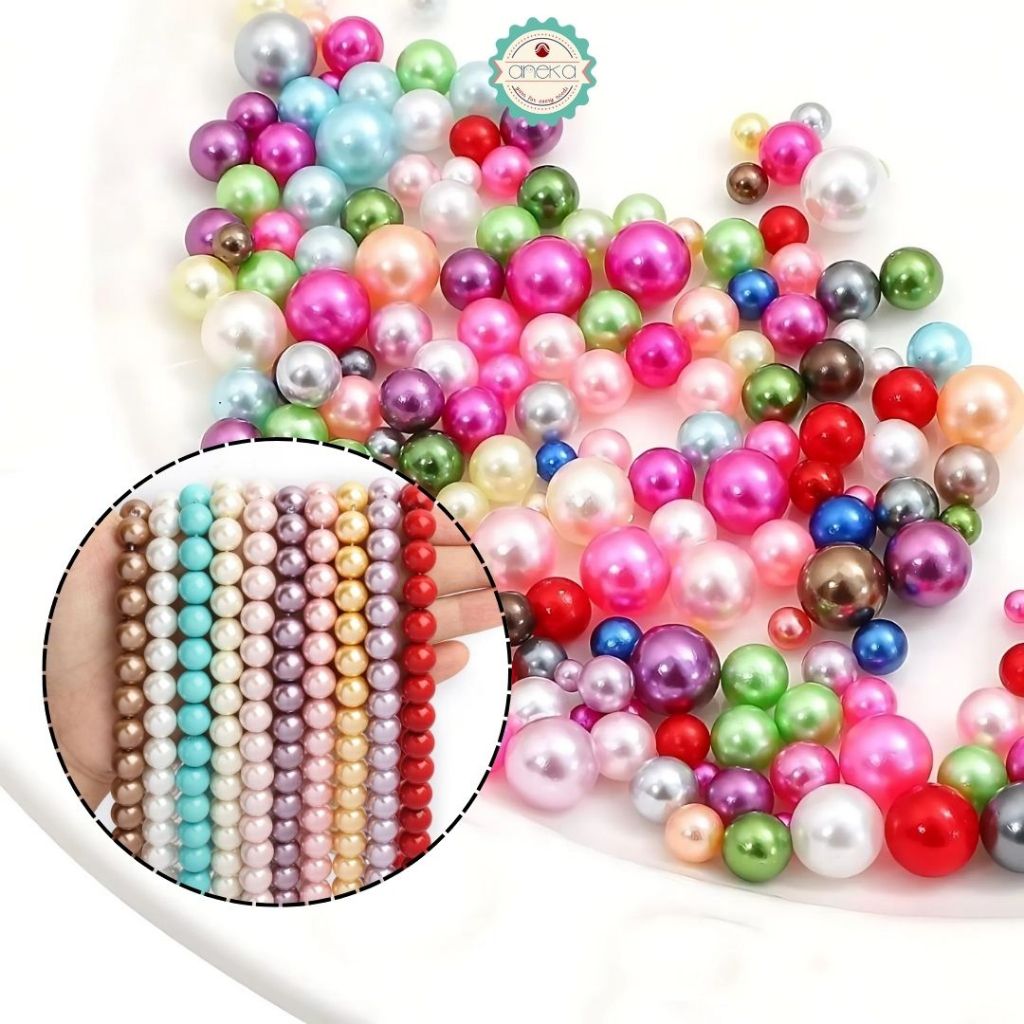 ANEKA - [450 Gram / 1 Pon - 4mm] Mote Ringan Resin / Mutsin / Mutiara Sintetis / Manik / Beads DIY