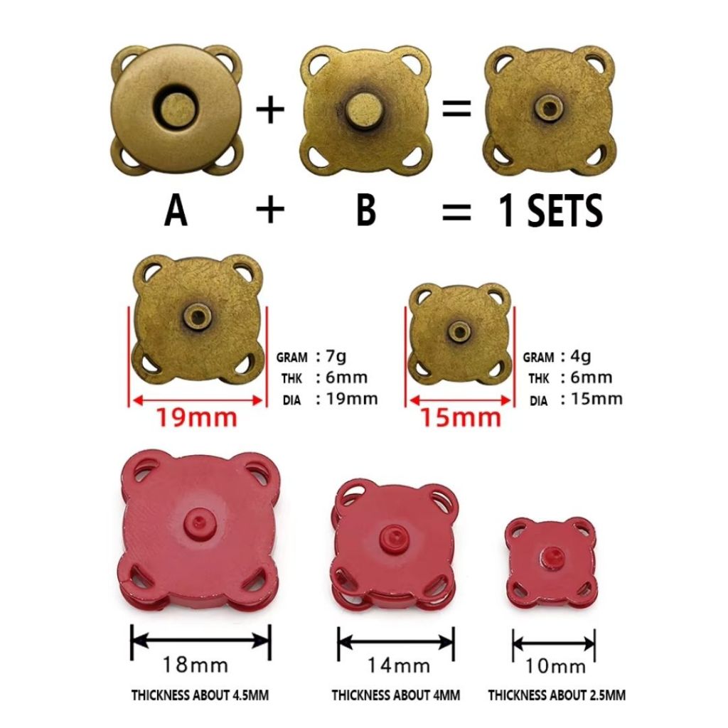 ANEKA - [2PCS] Kancing Magnet Tas Jahit Premium / Button Sew On Magnetic