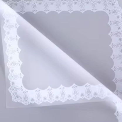 ANEKA - [ LEMBARAN ] Kertas Cellophane Buket Bunga [ Lace Border ] Flower Wrapping Paper Celophane