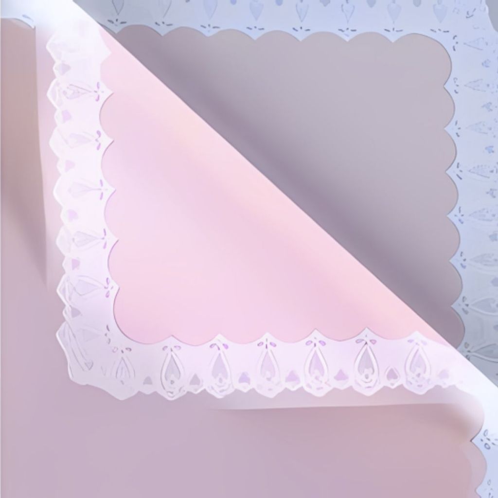 ANEKA - [ LEMBARAN ] Kertas Cellophane Buket Bunga [ Lace Border ] Flower Wrapping Paper Celophane