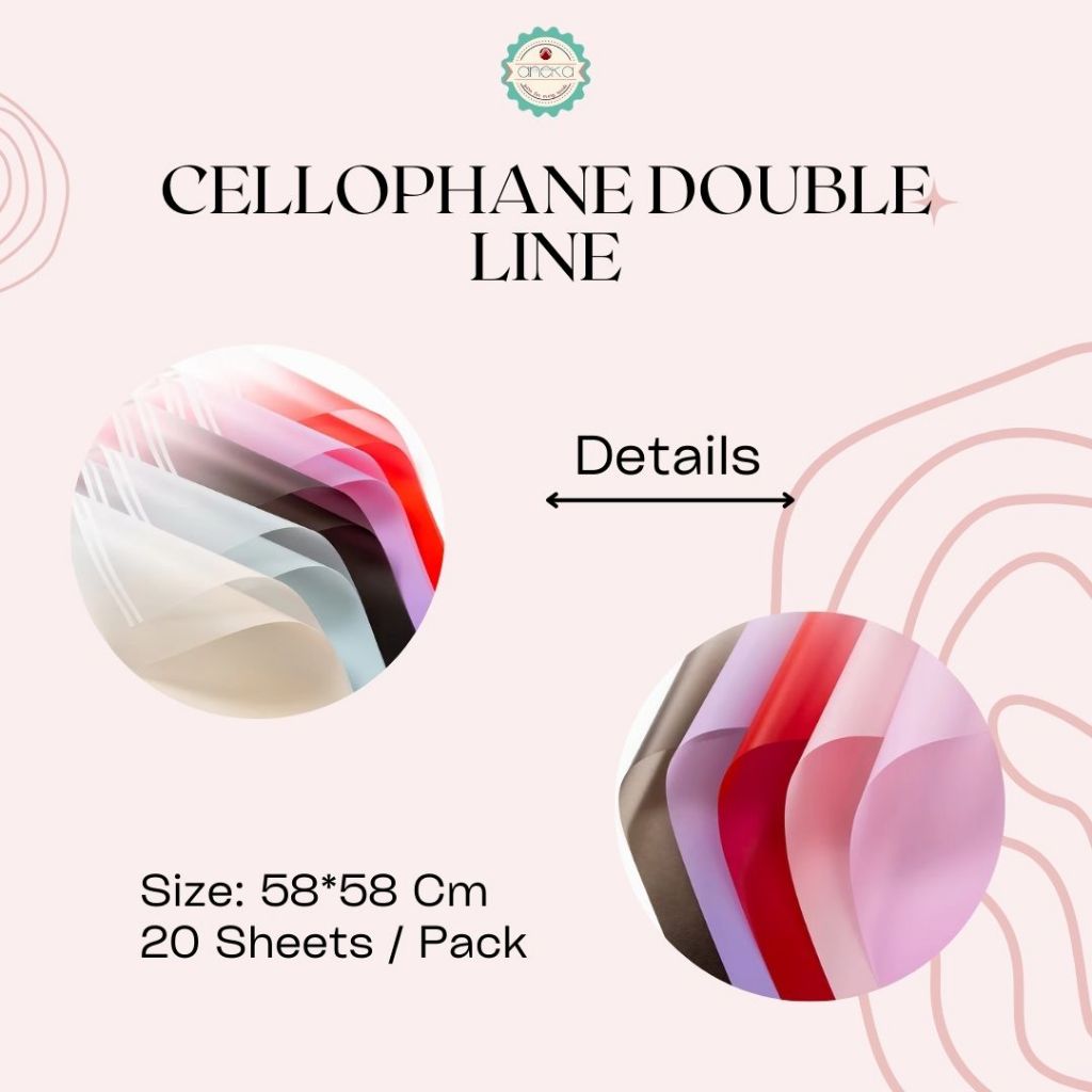 ANEKA - [ LEMBARAN ] Kertas Cellophane Buket Bunga [ Double Line ] Flower Wrapping Paper Celophane