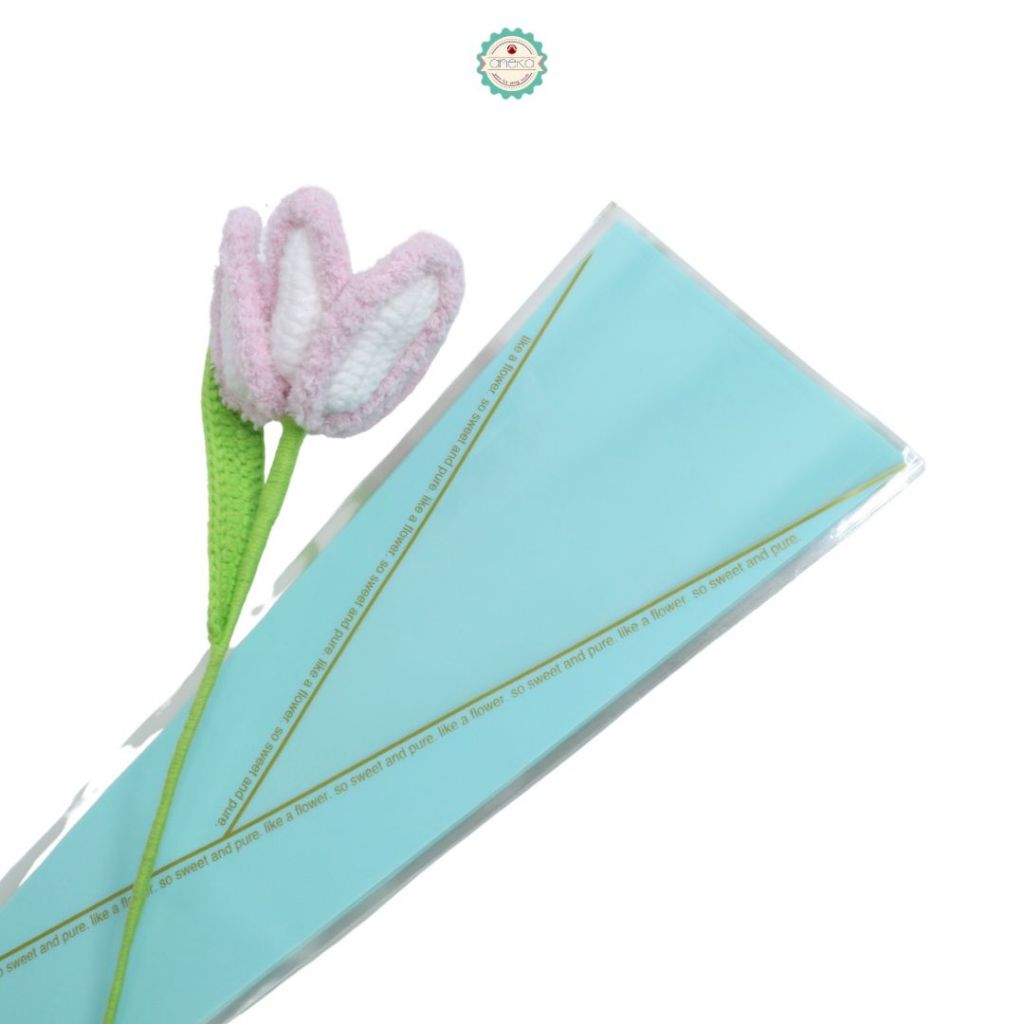 ANEKA - [ 50 Lembar ] Cellophane Plastik Single Bouquet Pembungkus Bunga Mawar Satuan Bungkus [Plastik Segitiga]