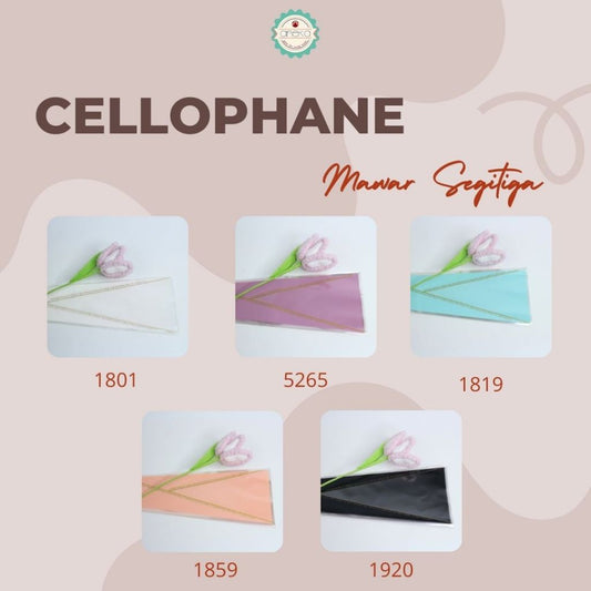 ANEKA - [ 50 Lembar ] Cellophane Plastik Single Bouquet Pembungkus Bunga Mawar Satuan Bungkus [Plastik Segitiga]