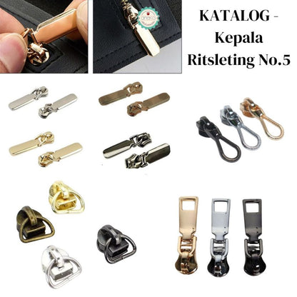 KATALOG - Kepala Ritsleting No. 5 / Resleting Logam / Metal Zipper / Gigi Besi