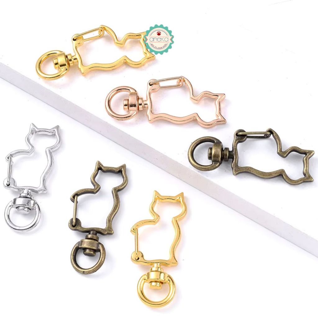 KATALOG - [5PCS] Kait Tas Kucing / Gantungan Kunci / Cat Shape Bag Hook Clasp Keychain Premium