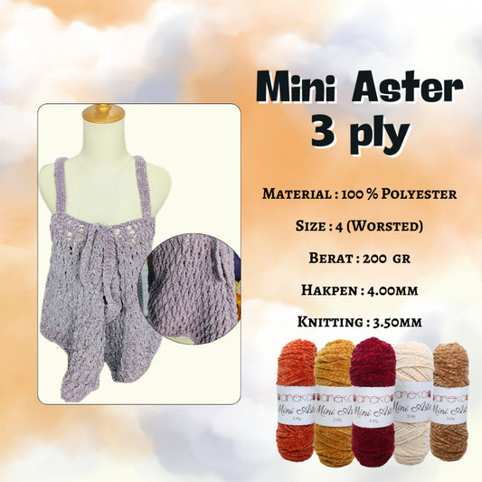 KATALOG - Benang Rajut Mini Aster 3 Ply / Velvet / Bludru Crochet Knitting Yarn