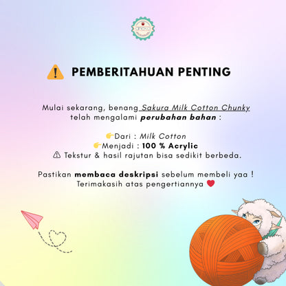 KATALOG - Benang Rajut Katun Susu Sakura Milk Cotton Chunky PART 1