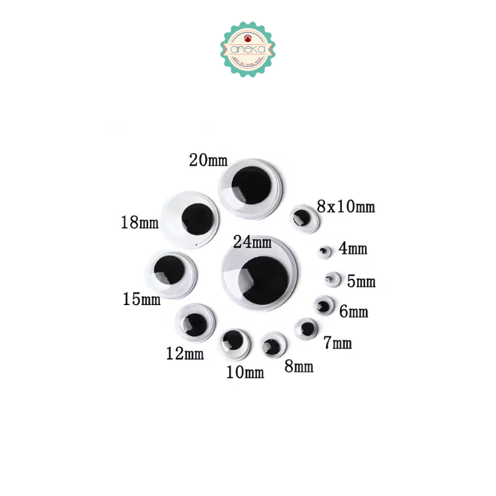 KATALOG - [50PCS] Mata Boneka Kocak / Koclak / Googly Wiggle Eyes  Toys / Animal Eyeball Black White Doll